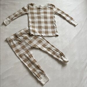 Old Navy Kids Plaid Pajama Set - Cream and Tan Size 2T
